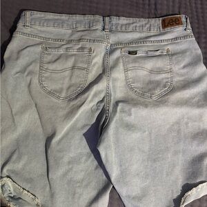 Lee Light Blue Distressed Denim Shorts